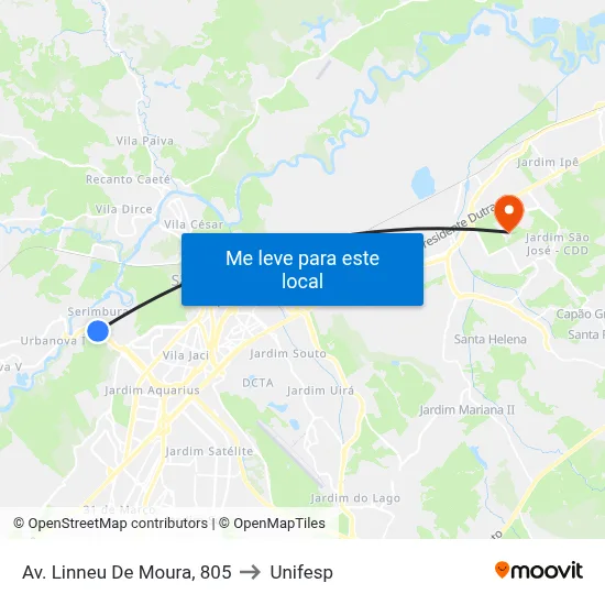 Av. Linneu De Moura,  805 to Unifesp map