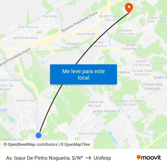 Av. Isaur De Pinho Nogueira, S/Nº to Unifesp map