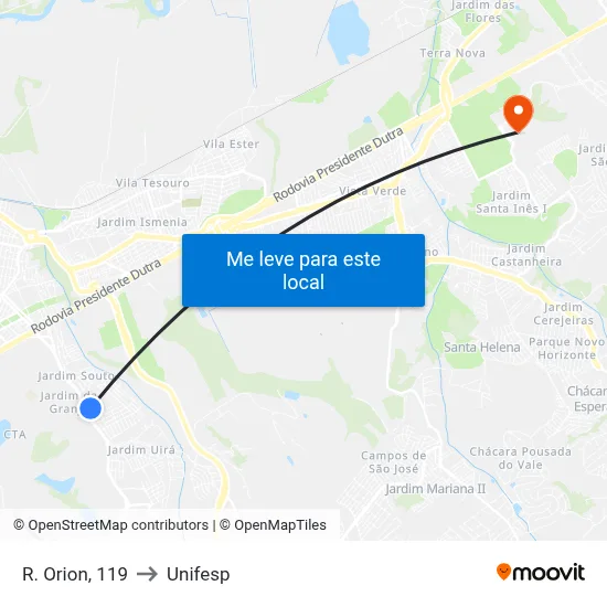 R. Orion, 119 to Unifesp map