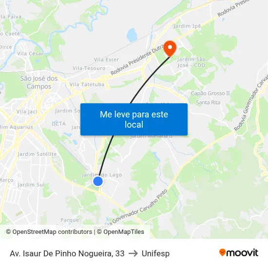 Av. Isaur De Pinho Nogueira, 33 to Unifesp map