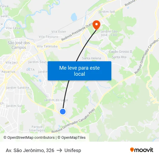 Av. São Jerônimo, 326 to Unifesp map