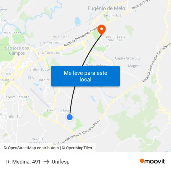 R. Medina, 491 to Unifesp map