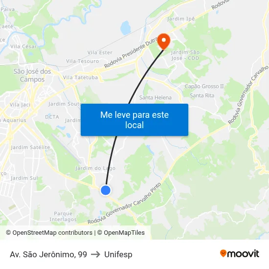 Av. São Jerônimo, 99 to Unifesp map