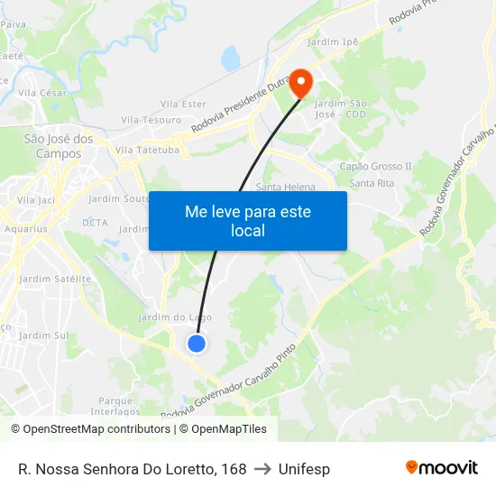 R. Nossa Senhora Do Loretto, 168 to Unifesp map