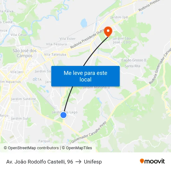Av. João Rodolfo Castelli, 96 to Unifesp map