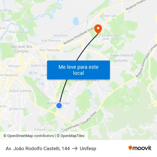 Av. João Rodolfo Castelli, 144 to Unifesp map