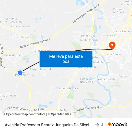 Avenida Professora Beatriz Junqueira Da Silveira Santos 332 Zona Preferencial 01 - Zap 1 Jacareí - São Paulo 12329-060 Brasil to Jacareí map