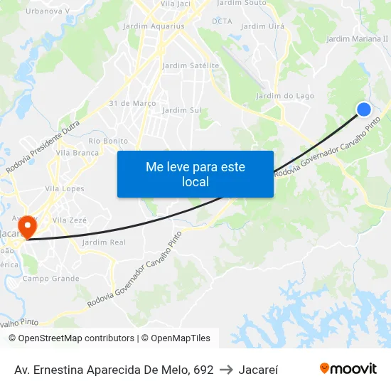 Av. Ernestina Aparecida De Melo, 692 to Jacareí map