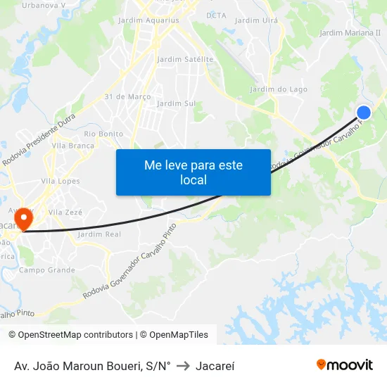 Av. João Maroun Boueri, S/N° to Jacareí map