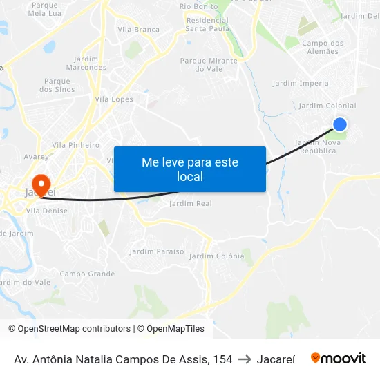 Av. Antônia Natalia Campos De Assis, 154 to Jacareí map