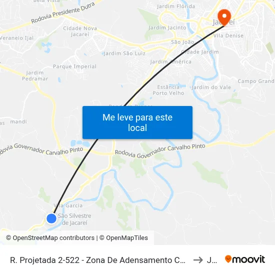 R. Projetada 2-522 - Zona De Adensamento Controlado (Zac - São Silvestre) Jacareí - SP Brasil to Jacareí map