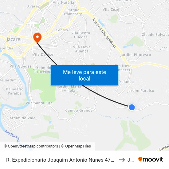 R. Expedicionário Joaquim Antônio Nunes 474-560 - Jardim Paraiso Jacareí - SP 12316-440 Brasil to Jacareí map