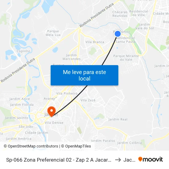 Sp-066 Zona Preferencial 02 - Zap 2 A Jacareí - São Paulo Brasil to Jacareí map