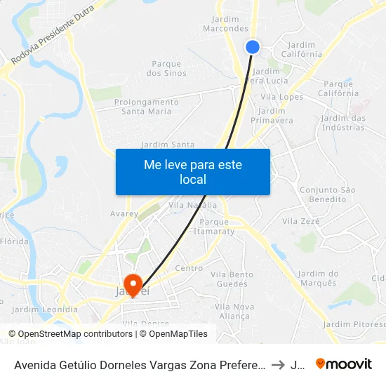 Avenida Getúlio Dorneles Vargas Zona Preferencial 01 - Zap 1 Jacareí - São Paulo 12305 Brasil to Jacareí map