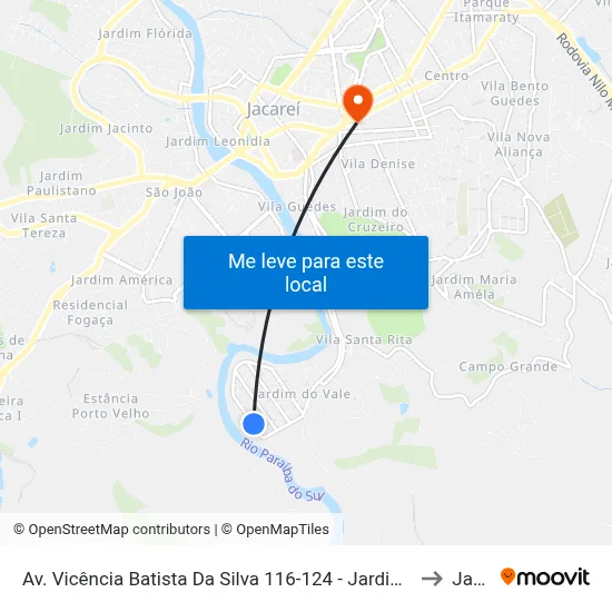 Av. Vicência Batista Da Silva 116-124 - Jardim Do Vale Jacareí - SP Brasil to Jacareí map