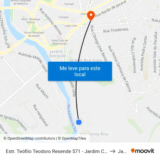 Estr. Teófilo Teodoro Resende 571 - Jardim Colinas Jacareí - SP Brasil to Jacareí map