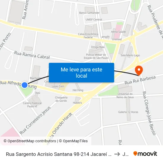 Rua Sargento Acrísio Santana 98-214 Jacareí - SP 12327-320 República Federativa Do Brasil to Jacareí map