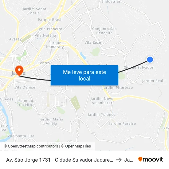 Av. São Jorge 1731 - Cidade Salvador Jacareí - SP 12312-130 Brasil to Jacareí map