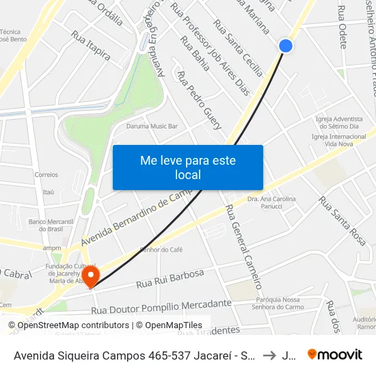 Avenida Siqueira Campos 465-537 Jacareí - SP 12308-190 República Federativa Do Brasil to Jacareí map