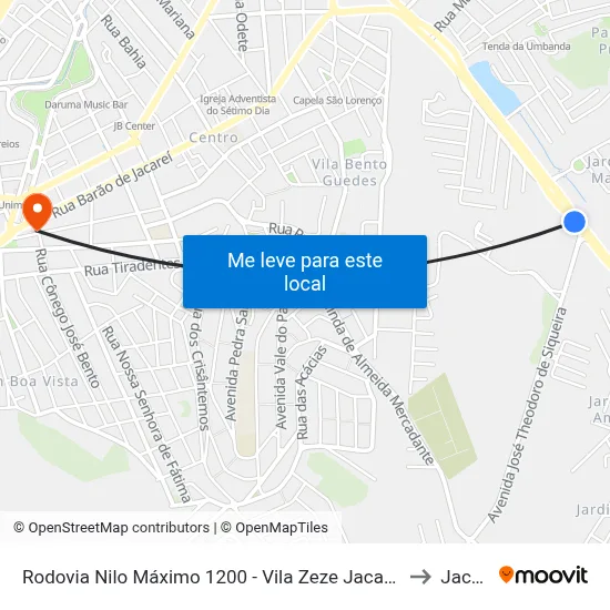 Rodovia Nilo Máximo 1200 - Vila Zeze Jacareí - SP Brasil to Jacareí map