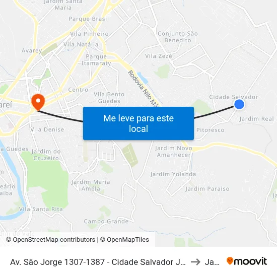 Av. São Jorge 1307-1387 - Cidade Salvador Jacareí - SP 12312-130 Brasil to Jacareí map