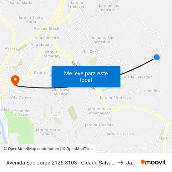 Avenida São Jorge 2125-3103 - Cidade Salvador Jacareí - SP Brasil to Jacareí map