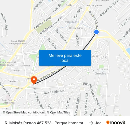 R. Moisés Ruston 467-523 - Parque Itamarati Jacareí - SP Brasil to Jacareí map