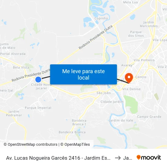 Av. Lucas Nogueira Garcês 2416 - Jardim Esperanca Jacareí - SP Brasil to Jacareí map