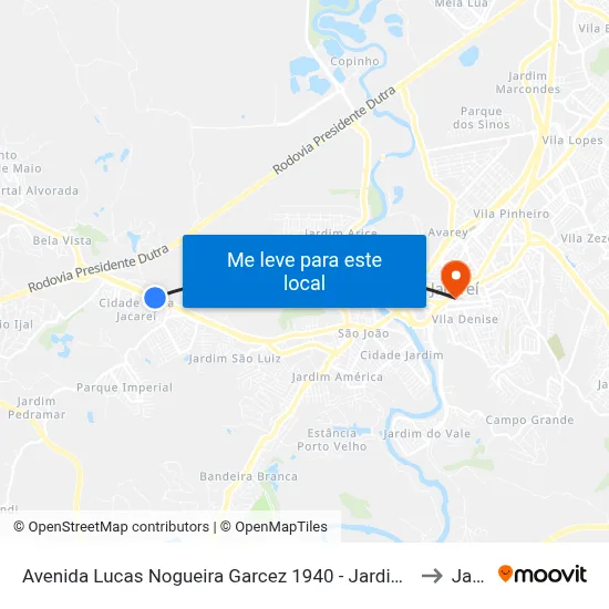 Avenida Lucas Nogueira Garcez 1940 - Jardim Esperança Jacareí - SP Brasil to Jacareí map