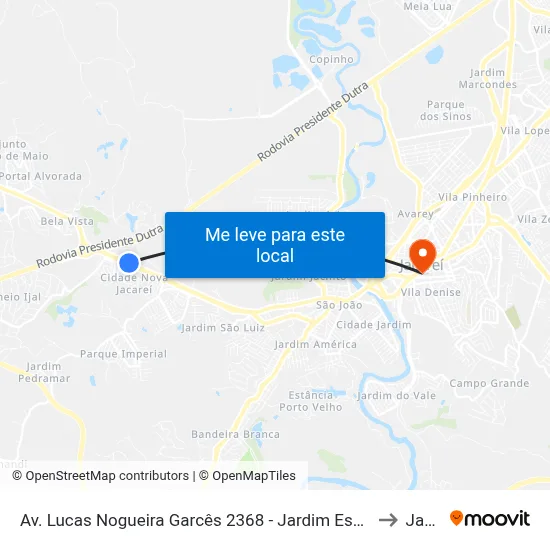 Av. Lucas Nogueira Garcês 2368 - Jardim Esperanca Jacareí - SP Brasil to Jacareí map