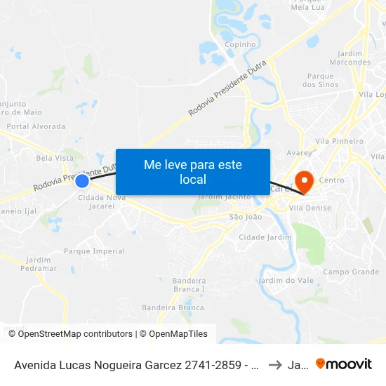 Avenida Lucas Nogueira Garcez 2741-2859 - Jardim Esperança Jacareí - SP Brasil to Jacareí map