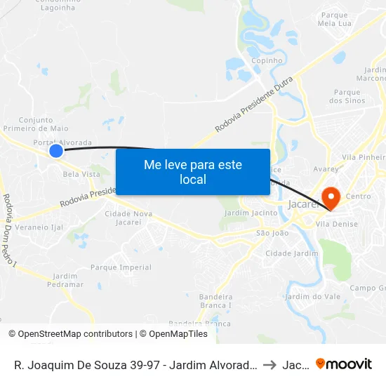 R. Joaquim De Souza 39-97 - Jardim Alvorada Jacareí - SP Brasil to Jacareí map