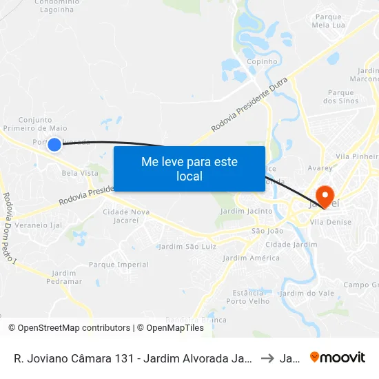 R. Joviano Câmara 131 - Jardim Alvorada Jacareí - SP 12332-170 Brasil to Jacareí map