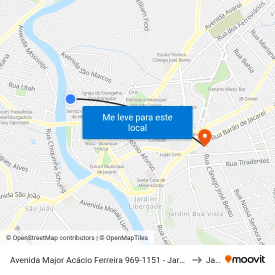 Avenida Major Acácio Ferreira 969-1151 - Jardim Paraíba Jacareí - SP 12327-530 Brasil to Jacareí map