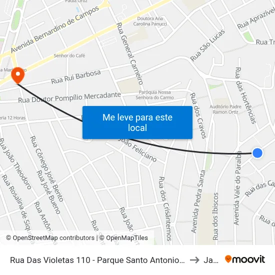 Rua Das Violetas 110 - Parque Santo Antonio Jacareí - SP 12309-520 Brasil to Jacareí map