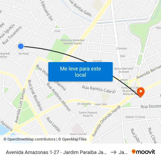 Avenida Amazonas 1-27 - Jardim Paraíba Jacareí - SP 12327-650 Brasil to Jacareí map