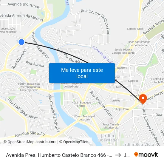 Avenida Pres. Humberto Castelo Branco 466 - Conj. Hab. Marinho Jacareí - SP 12321-150 Brasil to Jacareí map