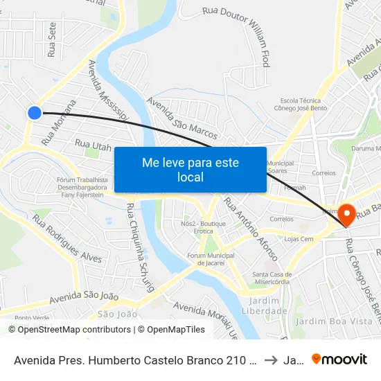 Avenida Pres. Humberto Castelo Branco 210 - Jardim Florida Jacareí - SP Brasil to Jacareí map