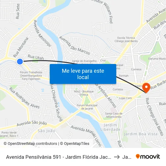 Avenida Pensilvânia 591 - Jardim Flórida Jacareí - SP 12321-050 Brasil to Jacareí map