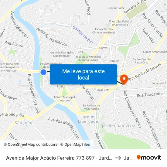 Avenida Major Acácio Ferreira 773-897 - Jardim Paraíba Jacareí - SP Brasil to Jacareí map