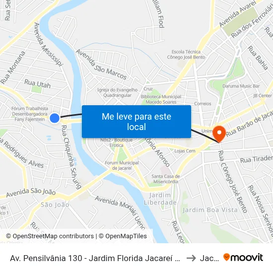 Av. Pensilvânia 130 - Jardim Florida Jacareí - SP 12321-050 Brasil to Jacareí map