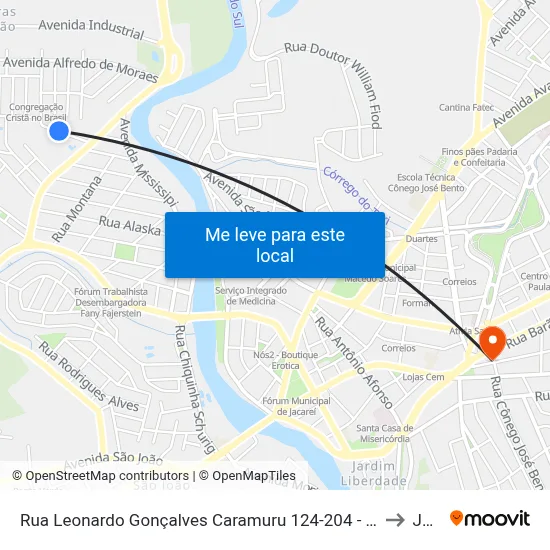 Rua Leonardo Gonçalves Caramuru 124-204 - Jardim Emília Jacareí - SP 12321-490 Brasil to Jacareí map