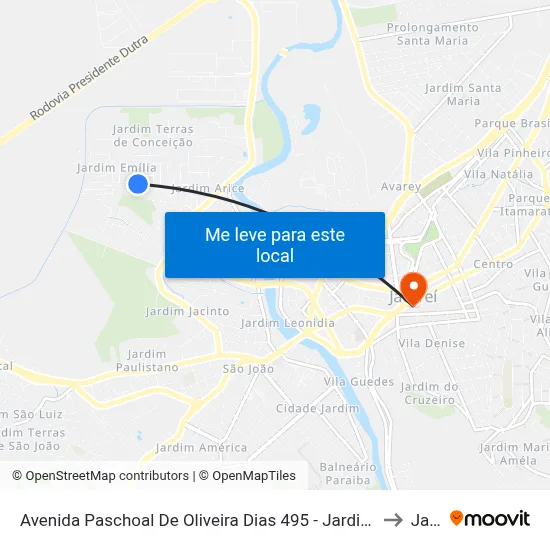 Avenida Paschoal De Oliveira Dias 495 - Jardim Emília Jacareí - SP 12321-250 Brasil to Jacareí map