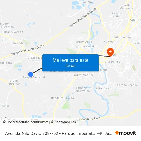 Avenida Nilo David 708-762 - Parque Imperial Jacareí - SP 12329-037 Brasil to Jacareí map