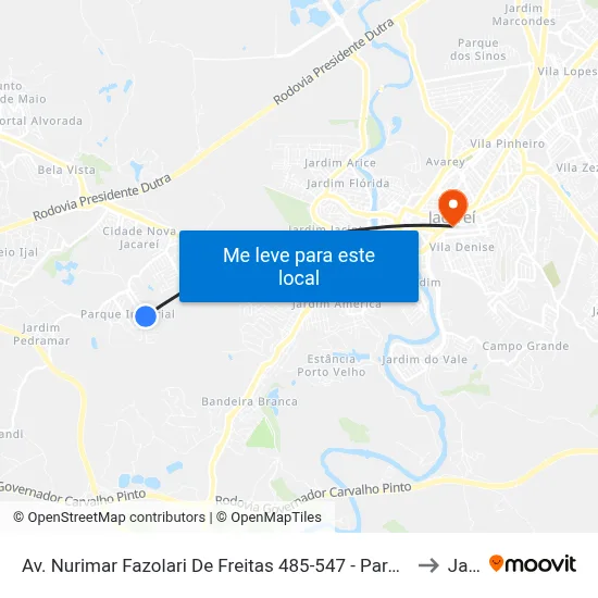 Av. Nurimar Fazolari De Freitas 485-547 - Parque Imperial Jacareí - SP 12329-011 Brasil to Jacareí map