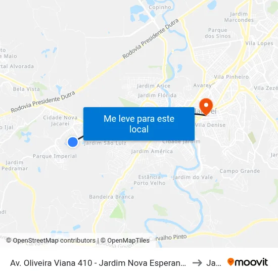Av. Oliveira Viana 410 - Jardim Nova Esperança Jacareí - SP 12324-550 Brasil to Jacareí map