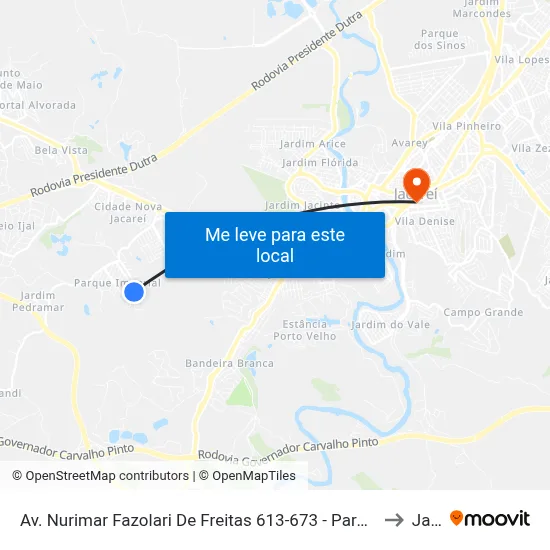 Av. Nurimar Fazolari De Freitas 613-673 - Parque Imperial Jacareí - SP 12329-011 Brasil to Jacareí map