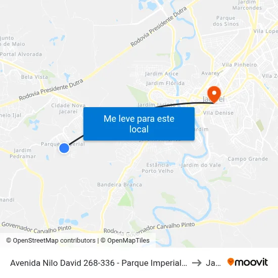 Avenida Nilo David 268-336 - Parque Imperial Jacareí - SP 12329-037 Brasil to Jacareí map