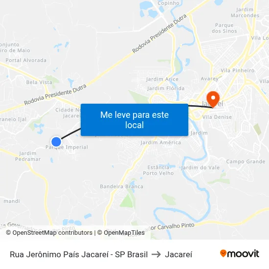 Rua Jerônimo País Jacareí - SP Brasil to Jacareí map