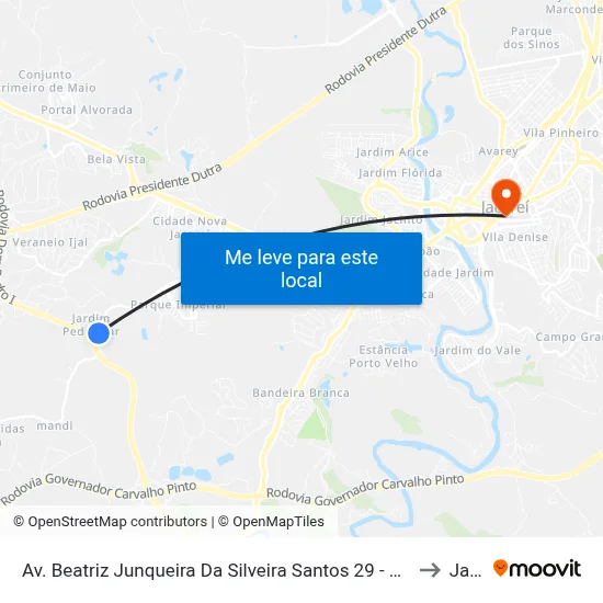 Av. Beatriz Junqueira Da Silveira Santos 29 - Jardim Pedra Mar Jacareí - SP Brasil to Jacareí map